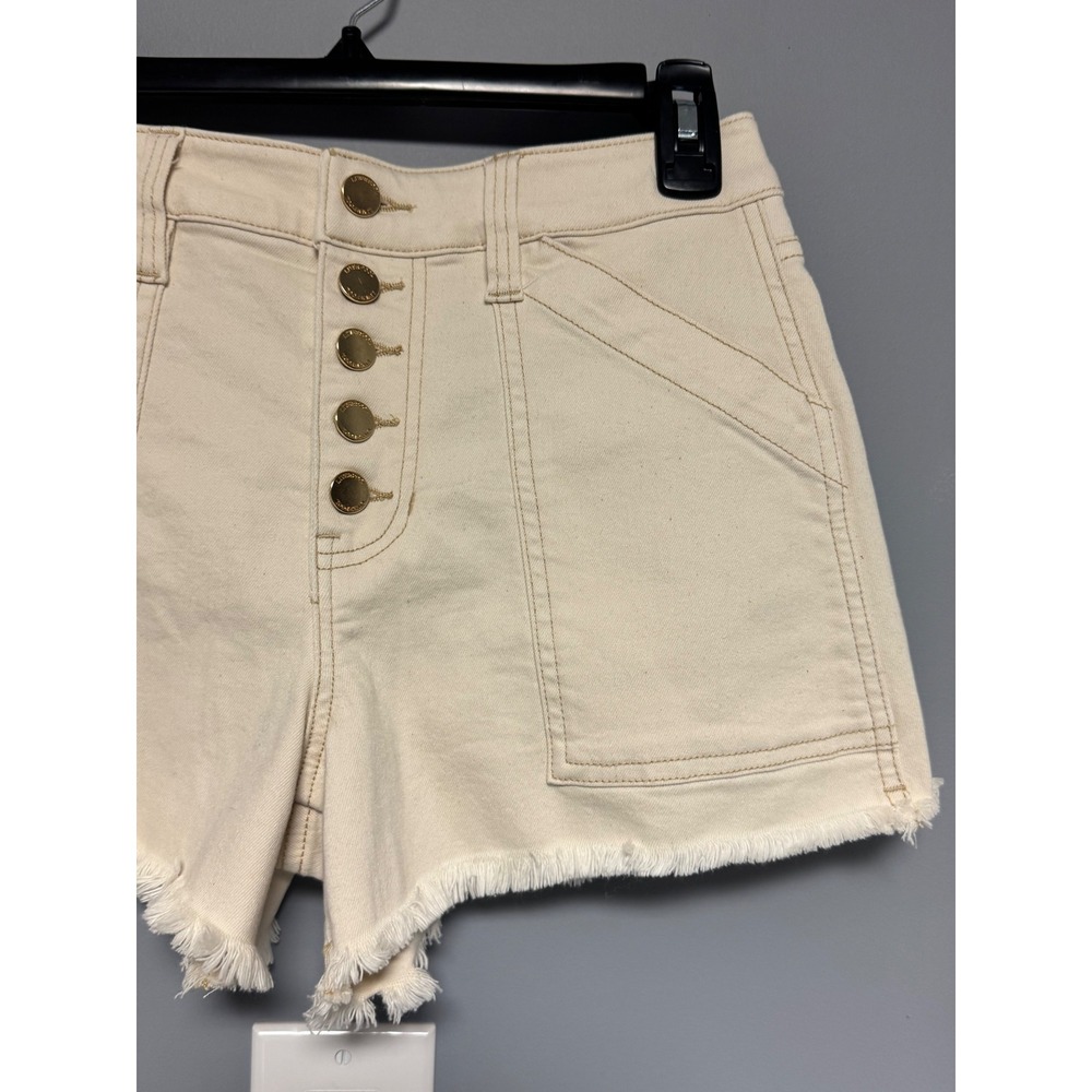 Liverpool Los Angeles Christine Hi-Rise Button Fly Denim Shorts Cream 2/26 Boho - Picture 4 of 7